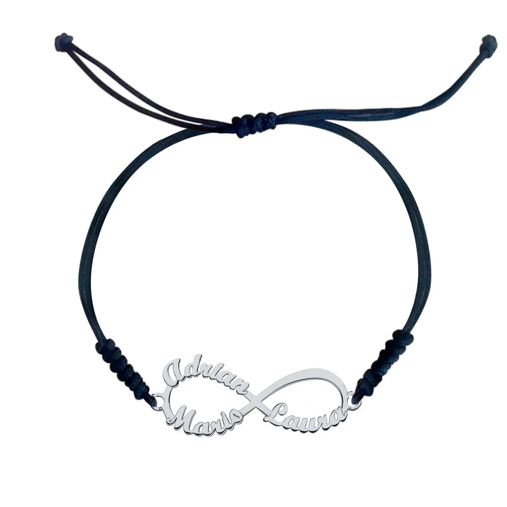 Pulsera Personalizable Infinito 3 Macramé Plata