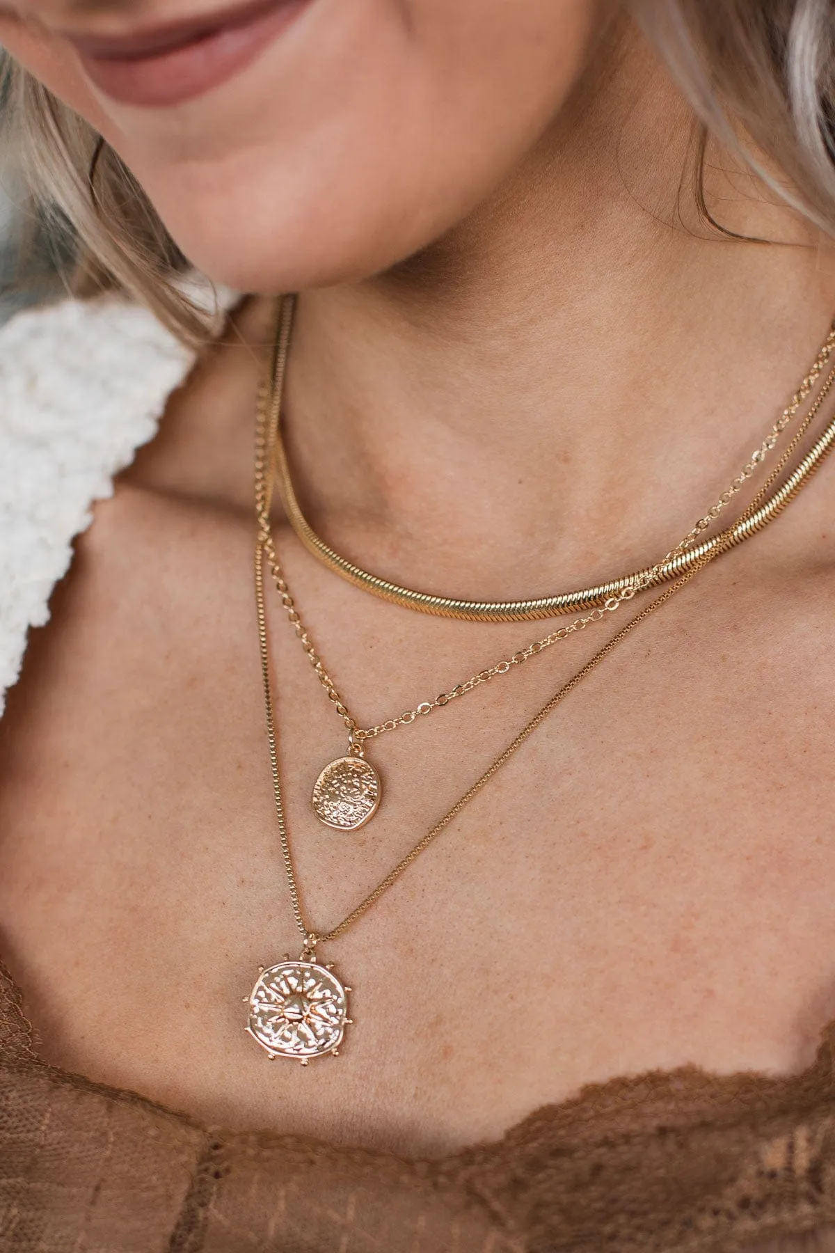 Remarkable Style 3-Piece Necklace Set- Gold