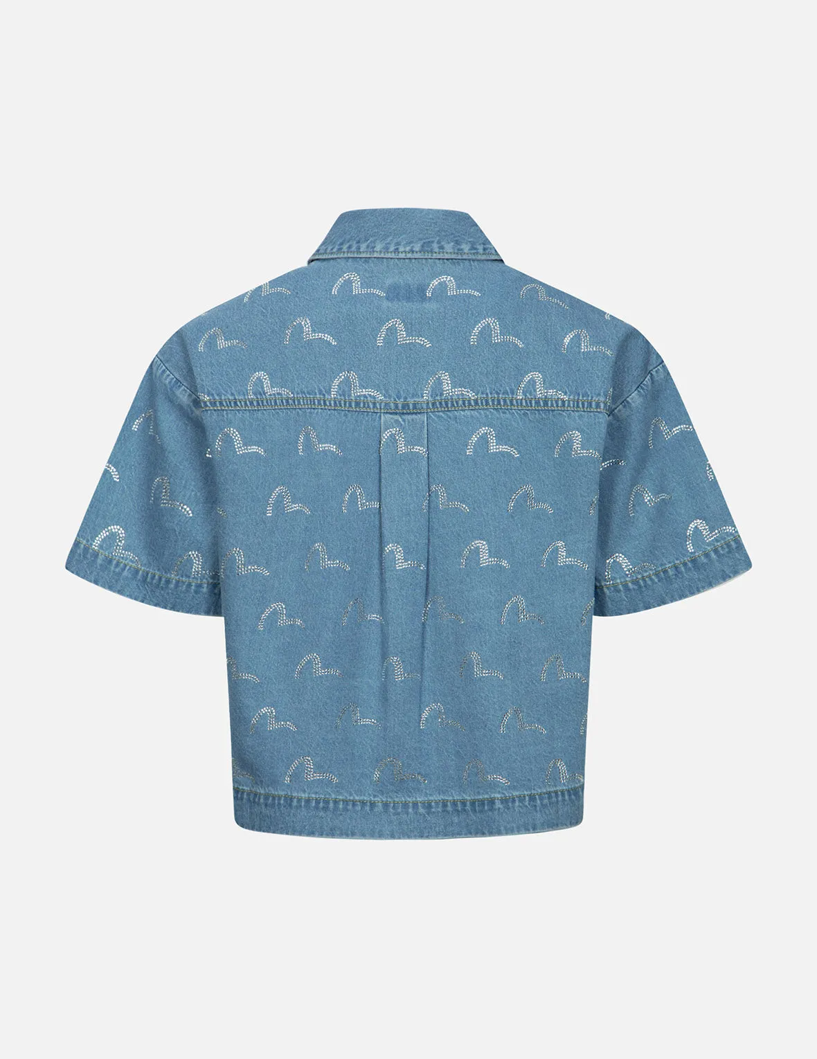 Rhinestone Seagull Allover Fashion Fit Denim Shirt