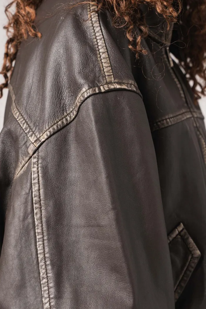 ROCKER LEATHER BOMBER