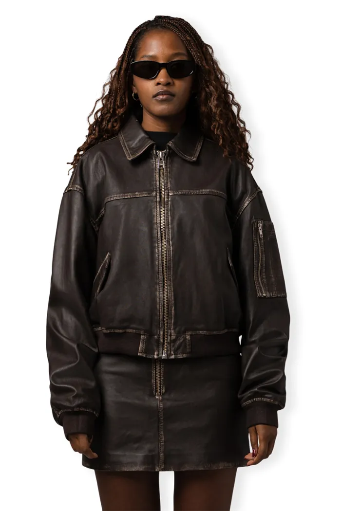 ROCKER LEATHER BOMBER