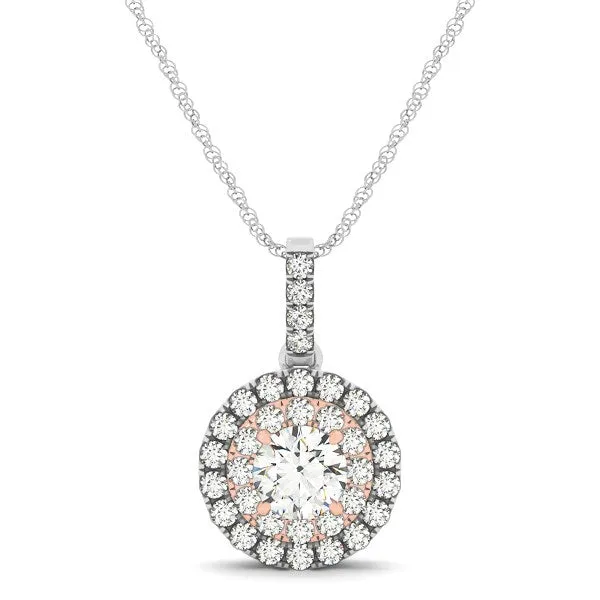 Round Shape Halo Diamond Pendant in 14k White and Rose Gold (1/2 cttw)-rx10566-18