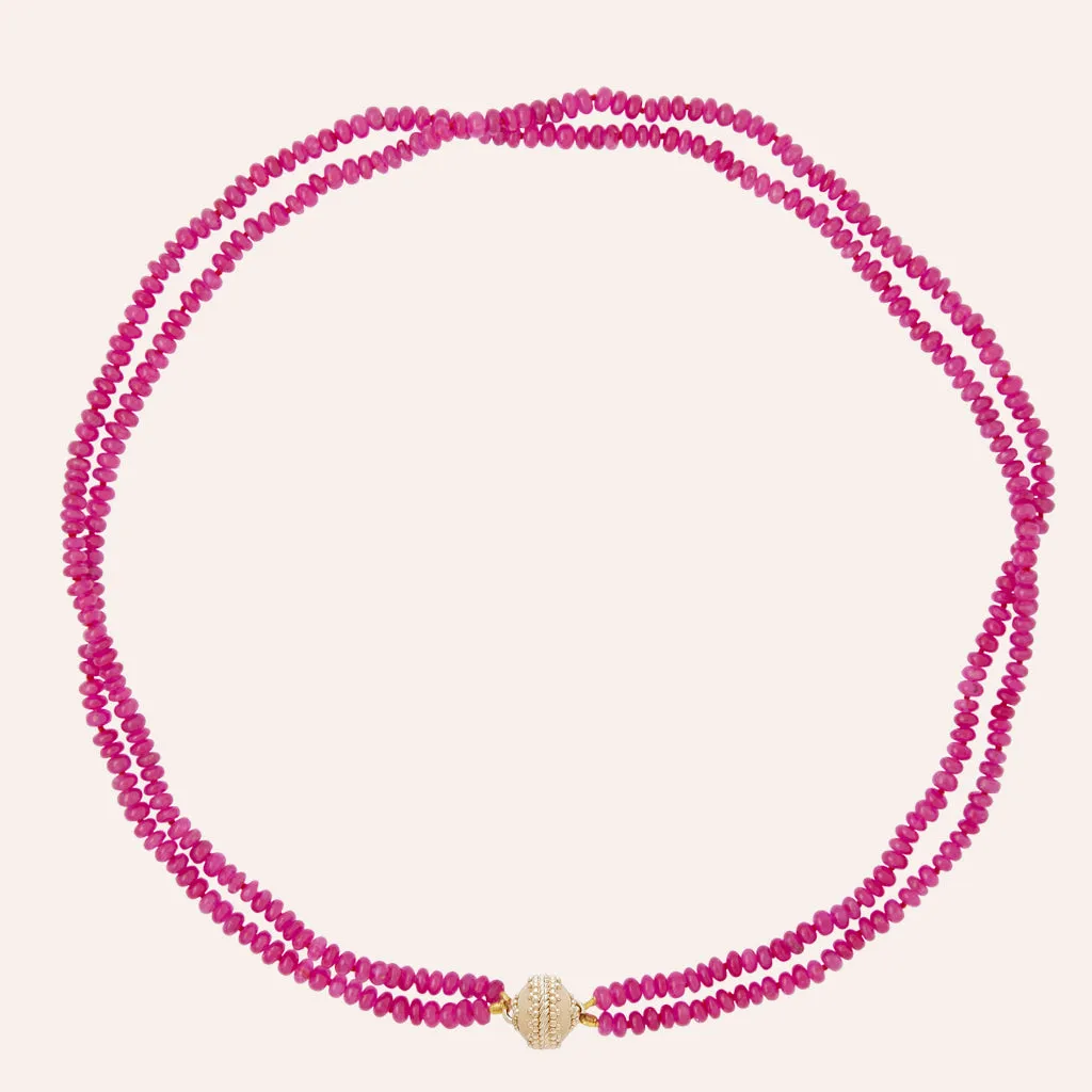 Ruby Rondelle Double Strand Mini Necklace