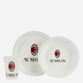SET PIATTI E BICCHIERE MILAN CON LOGO