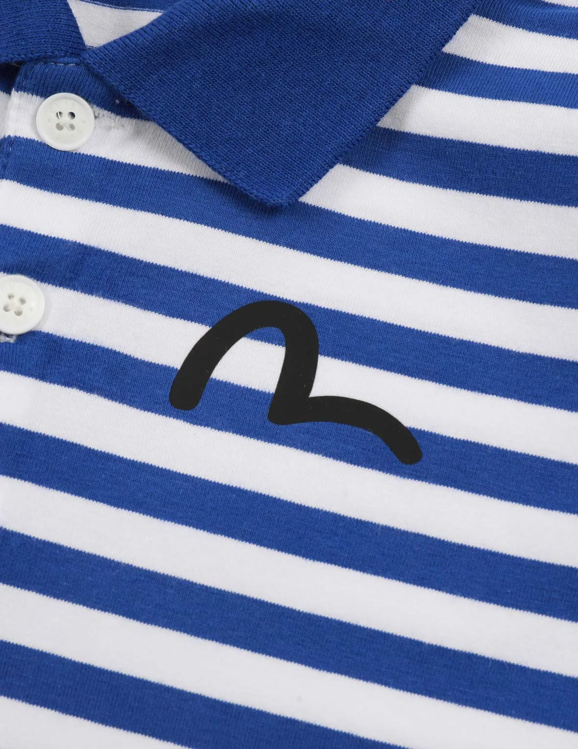 Striped Pattern and Seagull Print Regular Fit Polo Shirt