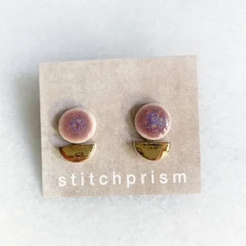 Studs - Circle Boat - Lavender + Gold