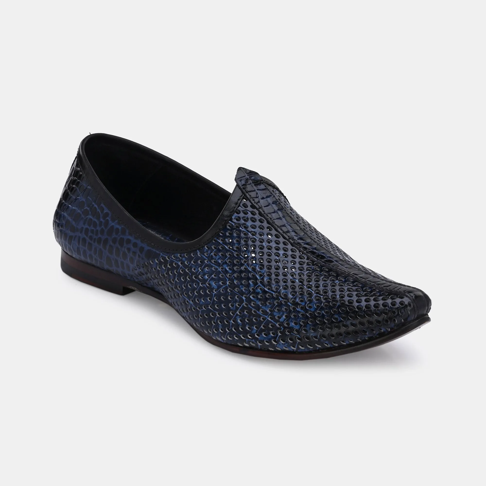 Textured Blue Malaga Jooti by Lafattio