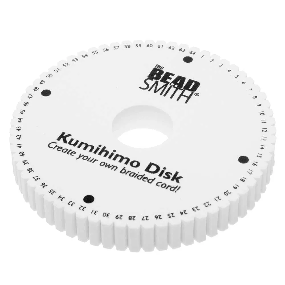 The Beadsmith Double Density 64 Slot Kumihimo Disk, For Japanese Braiding 6, White