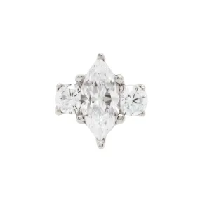 threadless: Marquise-Cut Brilliant-Cut Gem with Side Accents End in Gold