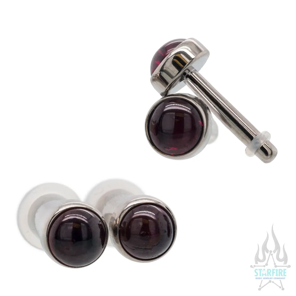 Titanium Natural Stone Cabochon Gem Plugs - Almandine Garnet