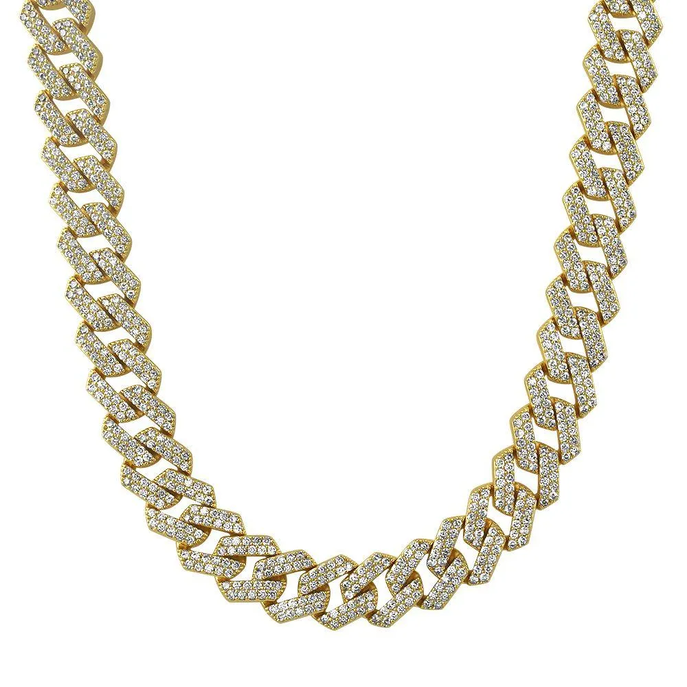 Turkish Cuban Bling Bling Chain 14MM  White / Yellow Gold