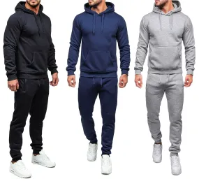 Tuta uomo completa maglia con pantaloni Training Fitness in cotone con cappuccio