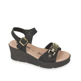 Valleverde 55580 Sandali Donna con Zeppa e Cinturino alla Caviglia Nero
