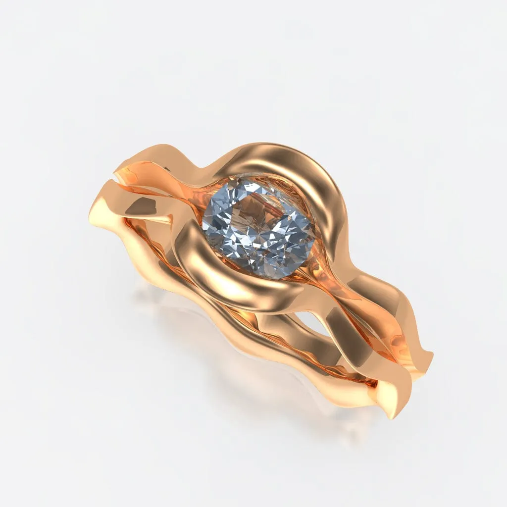 Wave Solitaire Engagement Ring - Setting only