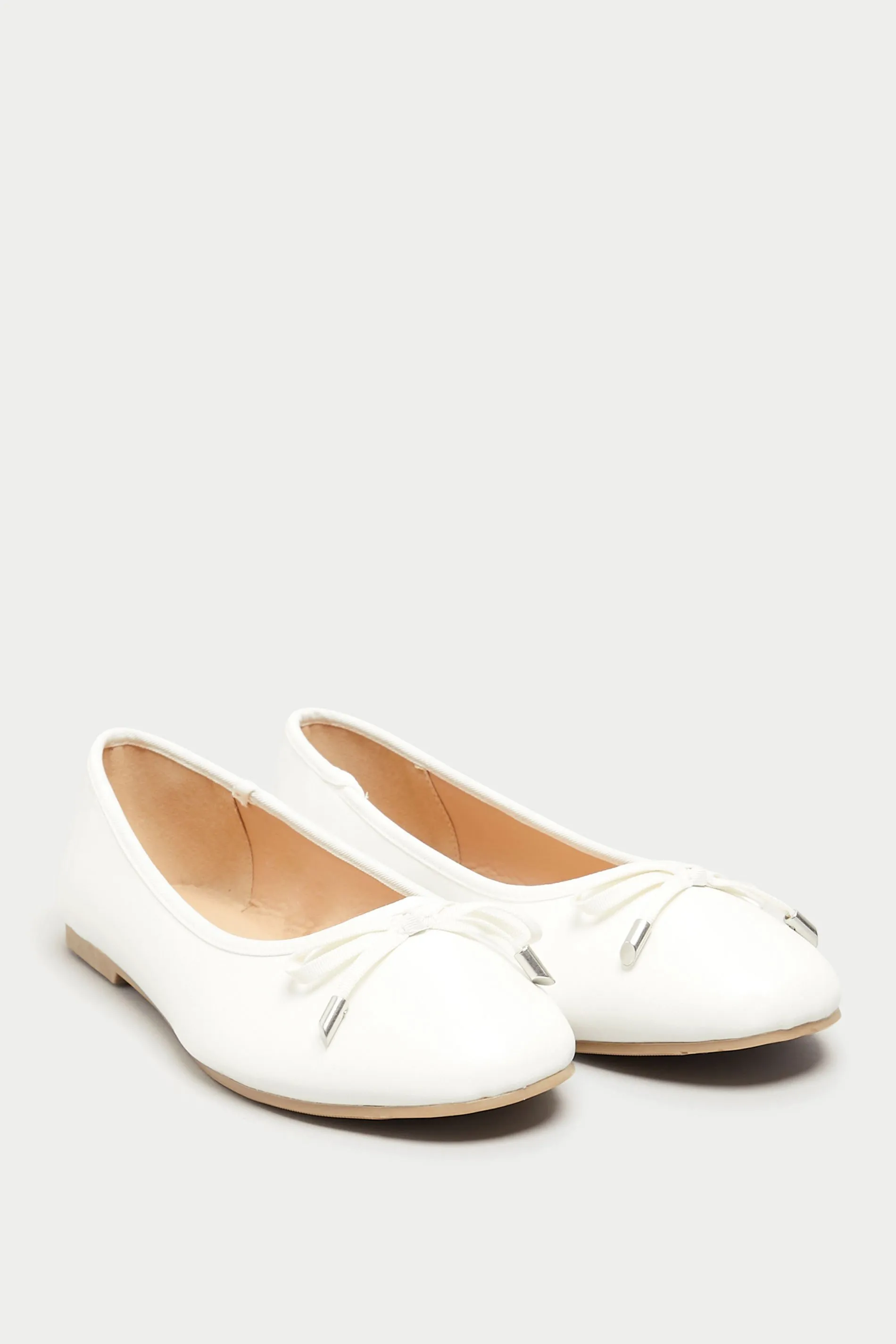 White Ballerina Pumps In Wide E Fit & Extra Wide EEE Fit