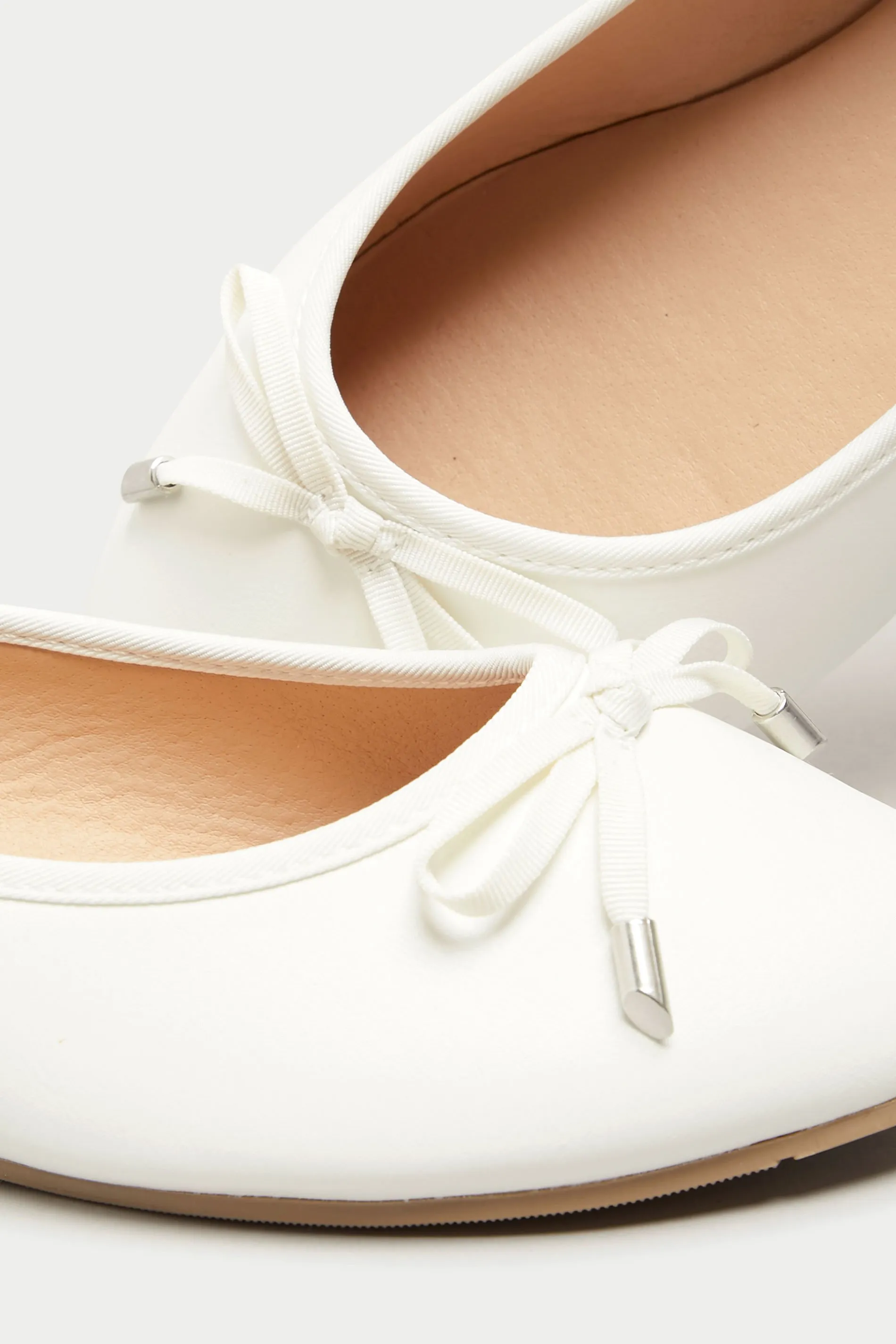 White Ballerina Pumps In Wide E Fit & Extra Wide EEE Fit