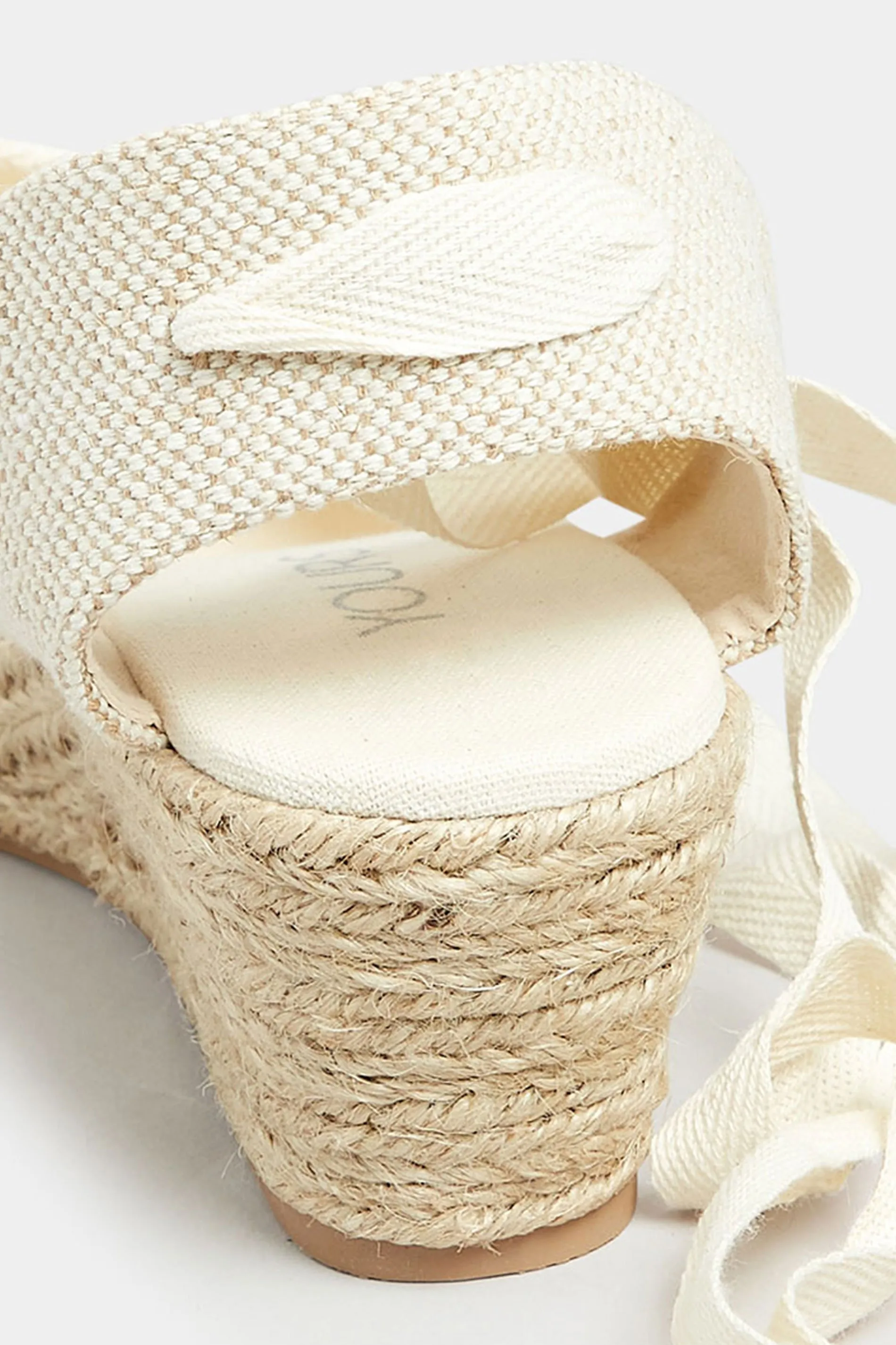 White Crochet Lace Up Espadrille Wedges In Wide E Fit & Extra Wide EEE Fit