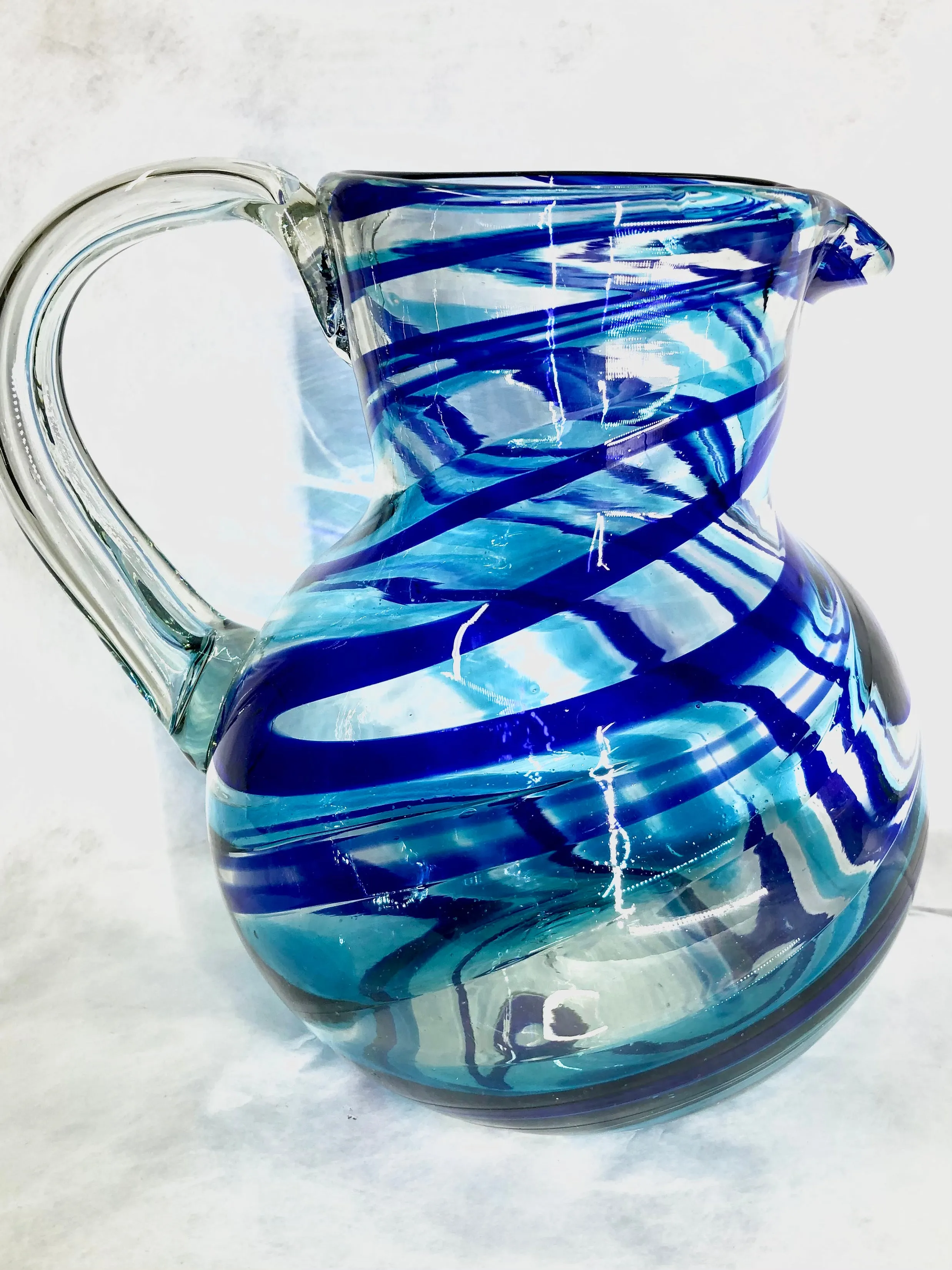 Wine Glasses Hand Blown In Wine Glass Blue/Turquoise/Clear, Set of 4+priced each
