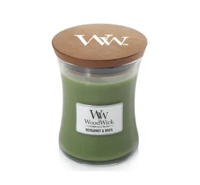 Woodwick Bergamot & Basil Medium Candle Crackles As It Burns 275G Hourglass